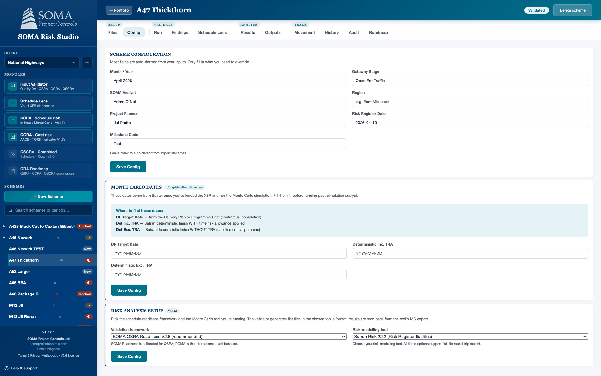 Risk Studio configuration for QCRA